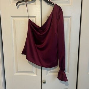 LENA One-Shoulder Satin Top